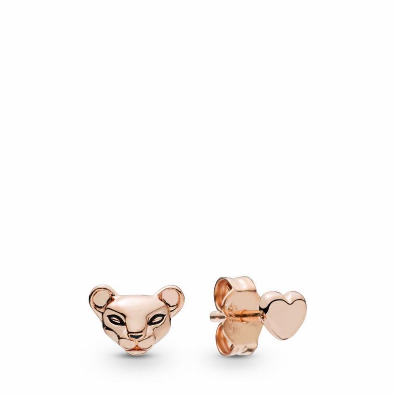 Pandora Australia Rose™ Lion Princess & Heart Stud Earrings | VLNDUC764